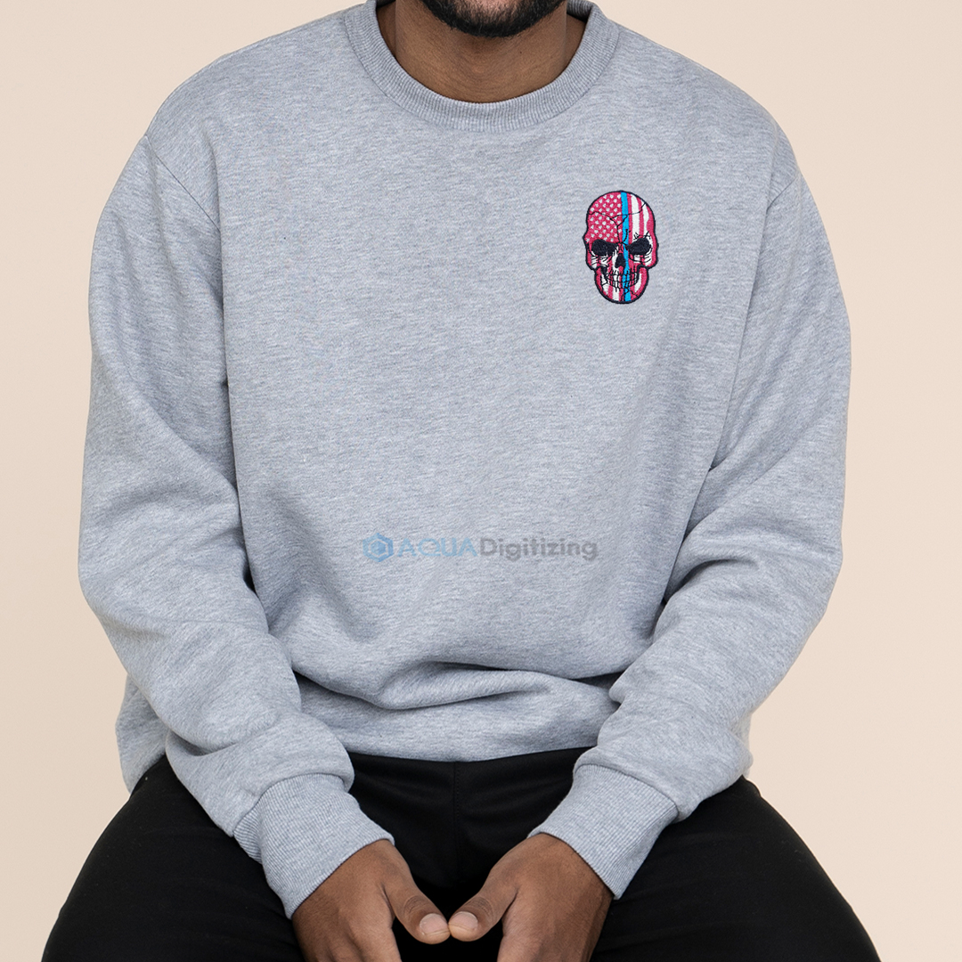 Aquadigitizing's tweet image. Skull with American flag left chest embroidery design 

#skullEmbroidery #skullDigitizing  #skull #Digitizing  #AqauDigitizing #Embroidery #EmbroideryDigitizing