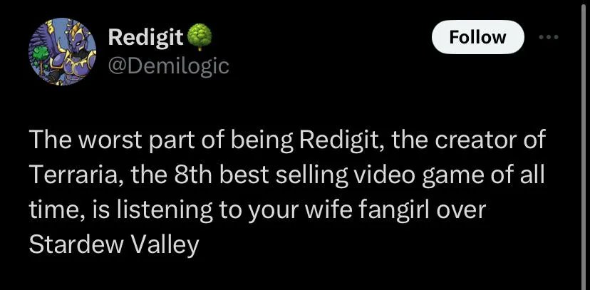 rStardewValley's tweet photo. This will never not be funny

posted by u/LilMasochisms. Post url: https://t.co/ESCEbSHvxB #StardewValley #Stardew https://t.co/GkRUHFMf1f