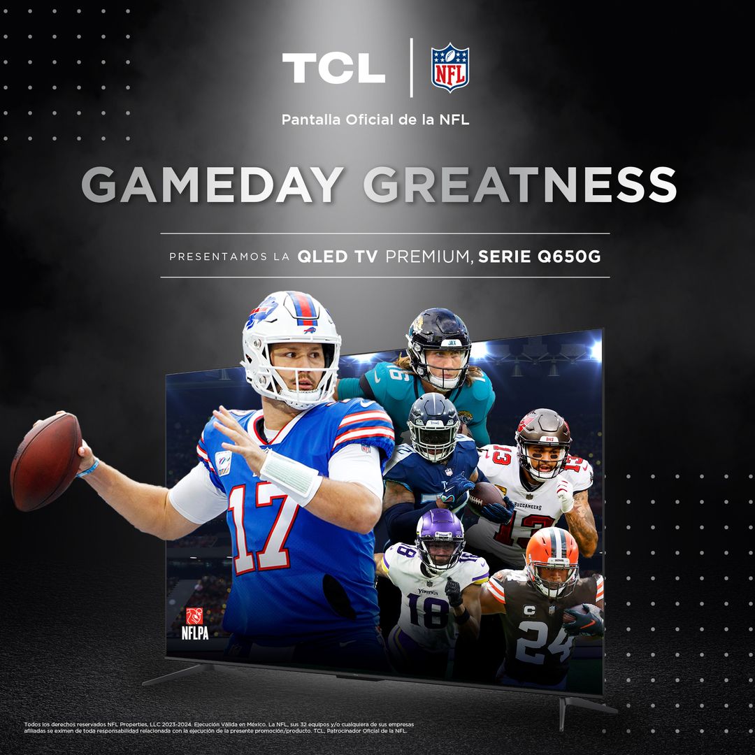 espnsutcliffe's tweet photo. Vive hoy una experiencia NFL desde una TCL QLED TV y siente la emoción de esos pases impresionantes con tu equipo preferido. TCL, Pantalla Oficial de la NFL. 
@tclmex
https://t.co/BTxVbt5OlQ
#NFLconTCL #GamedayGreatness https://t.co/J1N3CzD3Vk