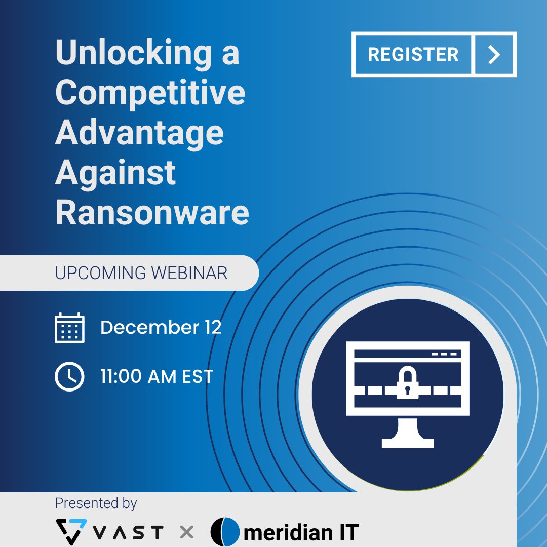 Are you ready to unlock a competitive advantage against ransomware? Join us with Vast Data to learn how to protect data in a world of ever-increasing threats! 

Join the conversation: hubs.ly/Q02cpLsM0

#DataProtection #CompetitiveAdvantage #RansomwareProtection