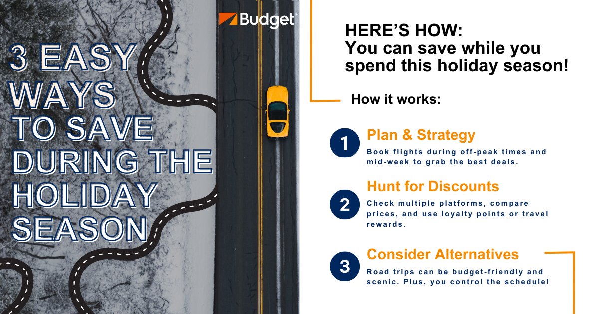 Explore these tips to make your holiday travel more budget-friendly and stress-free today: budget.com/en/home #TravelSmart #BudgetHoliday #budgetcarrental #weknowtheroad