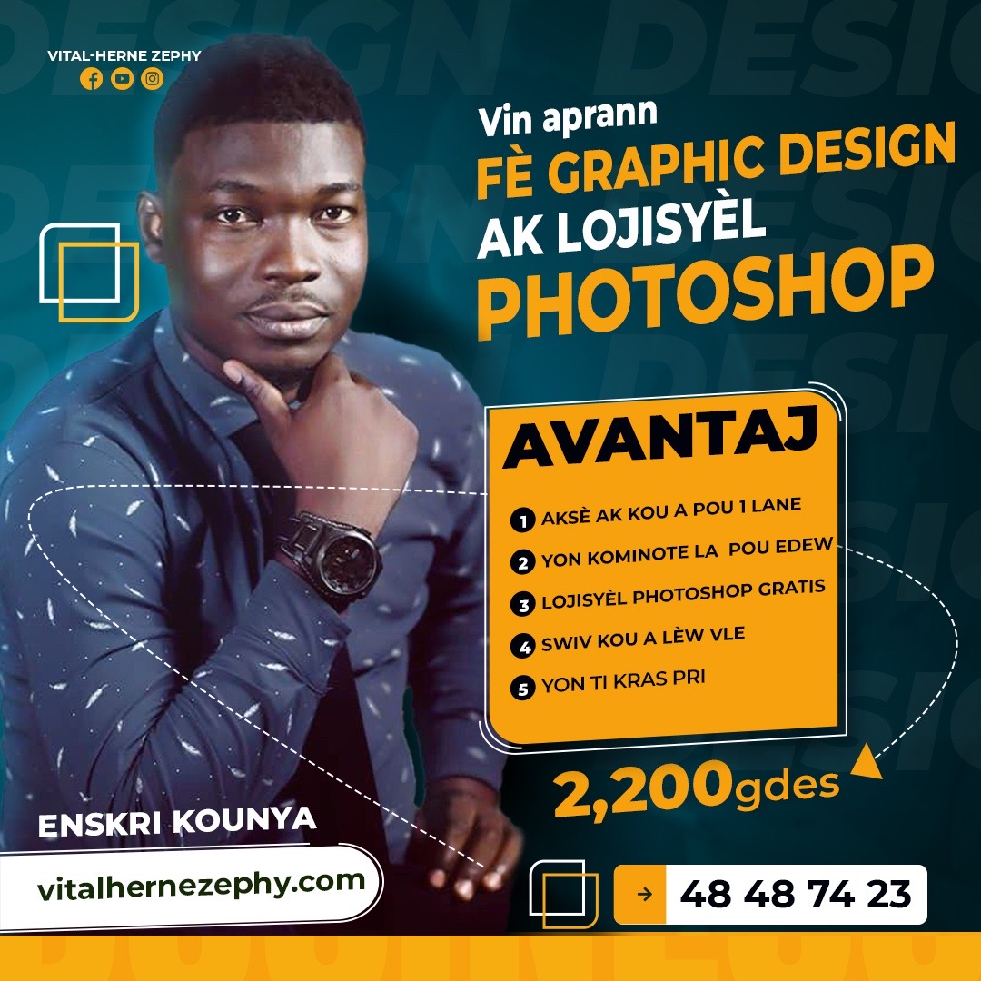 vhzephy's tweet photo. Yon konpetans ou dwe genyen antan ke pwofesyonèl.
Aprann "Graphic Design "ak Photoshop
Klike pou enskri: https://t.co/a2z6THwhbq

#graphicdesign #photoshop #adobe https://t.co/Z5gNqVpirM