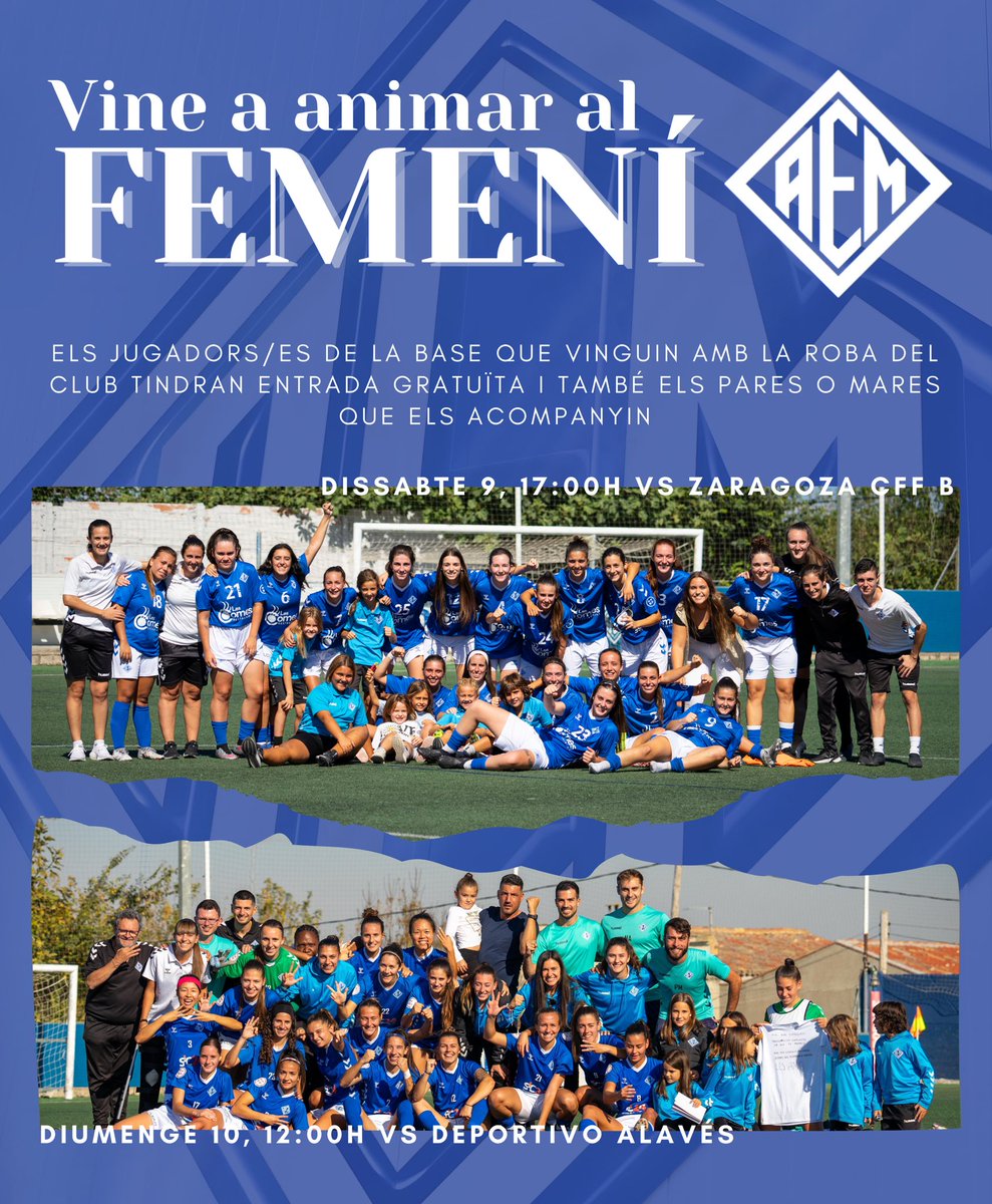 ‼️𝗩𝗜𝗡𝗘 𝗔 𝗔𝗡𝗜𝗠𝗔𝗥 𝗔𝗟 𝗙𝗘𝗠𝗘𝗡𝗜‼️

Entrada gratuïta per tots els jugadors i jugadores que vinguin a animar amb la roba del club. Entrada també gratuïta als pares i mares que els acompanyin.

💙 Fem vibrar el Recasens tots junts! Us necessitem!

#AEMetstuAEMsocjo