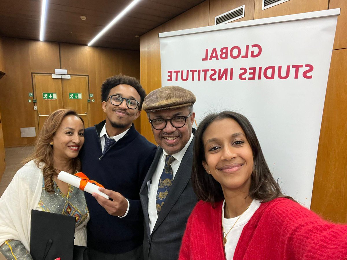 DrTedros's tweet photo. Dear Michael,

Congratulations, my son, on your incredible achievement of graduating with a Master's degree in Global Health! I am immensely proud of your hard work, perseverance, and dedication that led you to this significant milestone. 

As you embark on the next chapter of your journey, I have no doubt that you will continue to shine and positively impact the world around you. 

Remember to take a moment to celebrate this well-deserved accomplishment. I am filled with joy and pride, and I am excited to witness the great things you will accomplish in your career. Congratulations once again, my dear son.

With all my love and support.