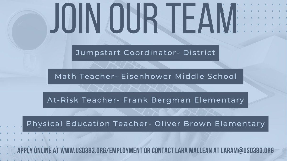 We are currently hiring for semester!
usd383.tedk12.com/hire/index.aspx
#THE383
