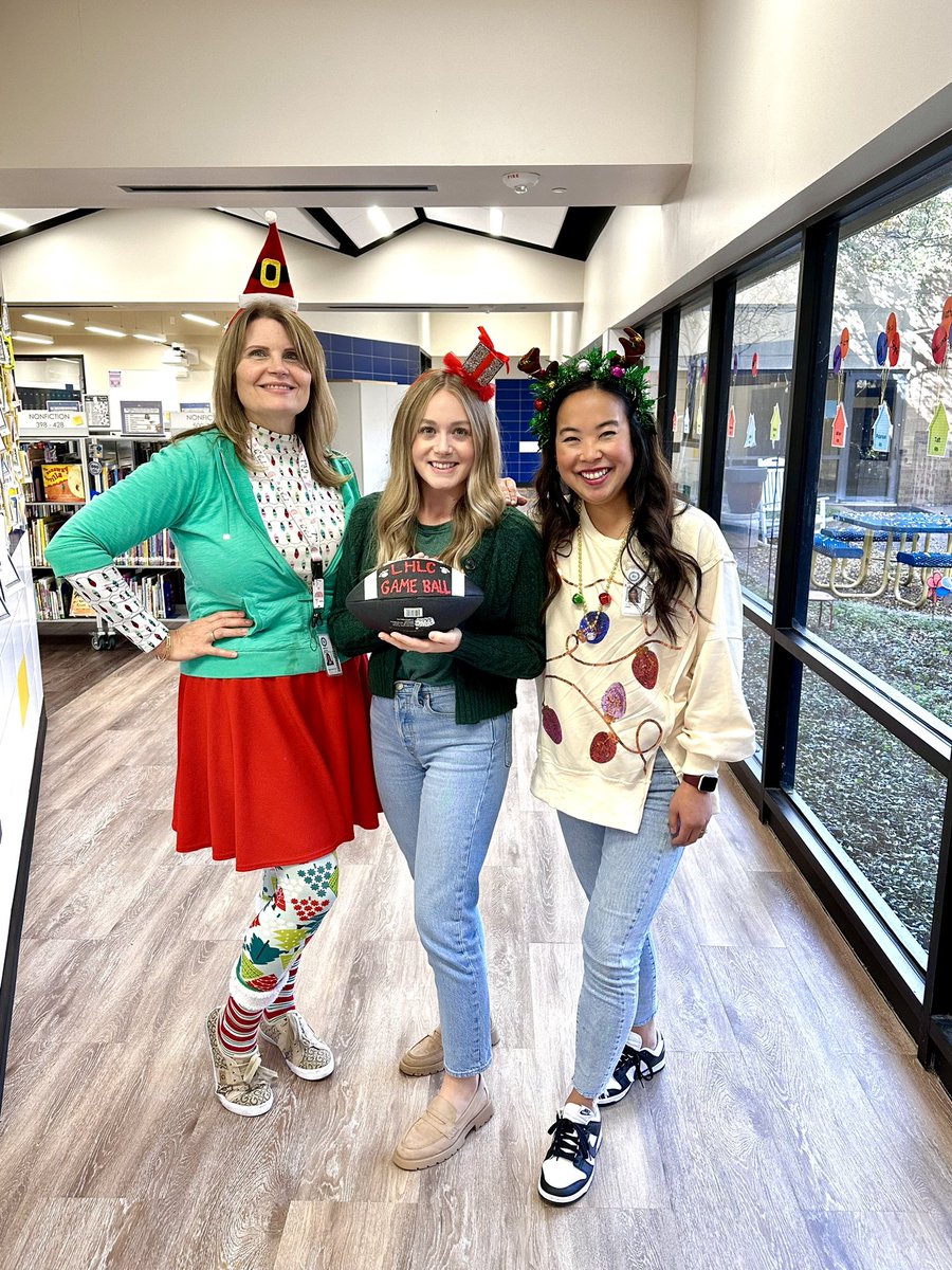 THANKFUL THURSDAY and HOLIDAY festive wear day 🎄lucky to work with these ladies! Check out our LHLC Game Ball!  @LHLCinRISD @AikinEagles #RISDWeAreOne #instructionalcoach @RISDLeadandInt