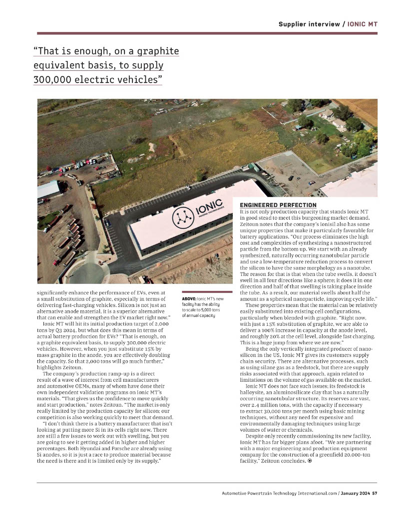 Ionic Mineral Technologies (@ionic_mt) on Twitter photo Our CEO, Andre Zeitoun, and <a href="/Butch_on_Racing/">Lawrence</a> at <a href="/PowertrainMag/">Automotive Powertrain Technology International</a>, recently discussed how #siliconanodes are the optimal replacement for #graphite in response to China's recent decision to limit exports.
Read article here: ionicmt.com/wp-content/upl…
#Ionisil #EV #batterymaterials Our CEO, Andre Zeitoun, and <a href="/Butch_on_Racing/">Lawrence</a> at <a href="/PowertrainMag/">Automotive Powertrain Technology International</a>, recently discussed how #siliconanodes are the optimal replacement for #graphite in response to China's recent decision to limit exports.
Read article here: ionicmt.com/wp-content/upl…
#Ionisil #EV #batterymaterials