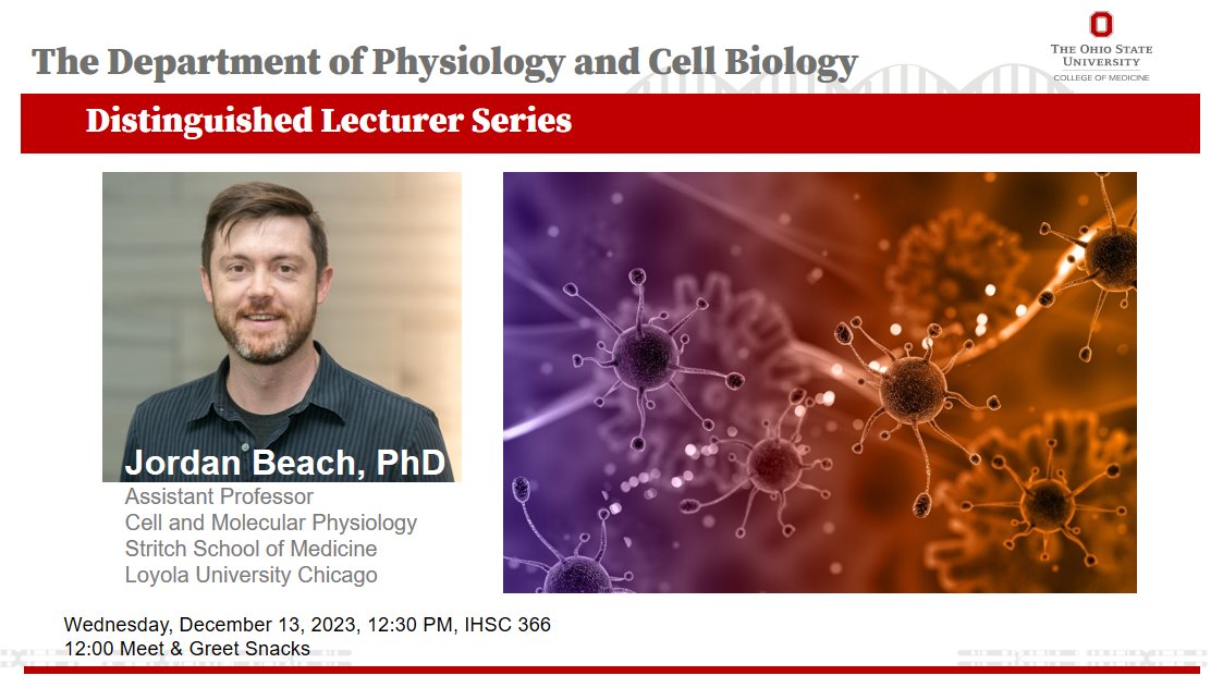 The Ohio State Univ. Physiology and Cell Biology (@ohiostatepcb) on Twitter photo Join us on Dec 13th at 1230 in IHSC 366 for a seminar by <a href="/myosincity/">Jordan Beach</a> from Loyola University Chicago. Meet n greet at 1200hrs. <a href="/OSUWexMed/">The Ohio State University Wexner Medical Center</a> @OSUCVMFellows <a href="/OhioStateDHLRI/">OhioStateDHLRI</a> Join us on Dec 13th at 1230 in IHSC 366 for a seminar by <a href="/myosincity/">Jordan Beach</a> from Loyola University Chicago. Meet n greet at 1200hrs. <a href="/OSUWexMed/">The Ohio State University Wexner Medical Center</a> @OSUCVMFellows <a href="/OhioStateDHLRI/">OhioStateDHLRI</a>