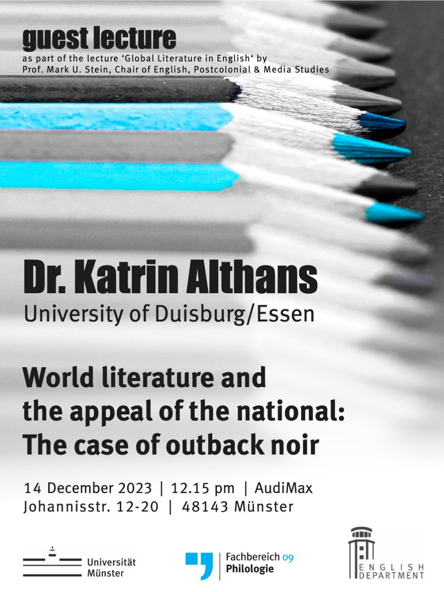 👉 Join us for Katrin Althans's lecture on 'outback noir' in the context of 'world literature'! 👉 Thu., 13 Dec. 2023, 12:15 #globalliterature #Australianliterature #Muenster