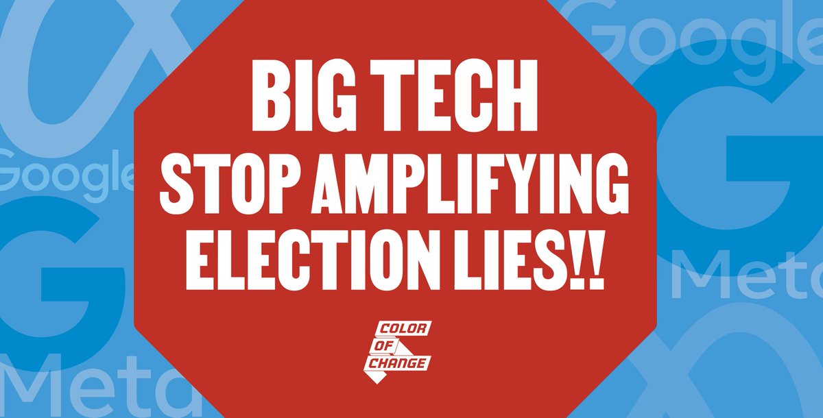 At COC we lead campaigns that build real power for Black communities on the ground & online. Our #BigTech campaign is holding corporations accountable for allowing the spread of misinformation. Join us in demanding that #BigTech protects voters online! ➡️ coc.is/BTEL