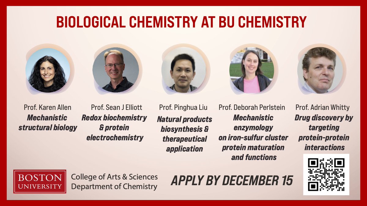 BU Chemistry (@buchemistry) on Twitter photo Now is the time! Apply for the PhD program in Biological Chemistry at BU by December 15. #GoTerriers bu.edu/chemistry/grad…
<a href="/allenlab/">Allen Lab</a> <a href="/Prof_Perlstein/">Deborah Perlstein</a> <a href="/AdrianWhitty/">Adrian Whitty</a> Now is the time! Apply for the PhD program in Biological Chemistry at BU by December 15. #GoTerriers bu.edu/chemistry/grad…
<a href="/allenlab/">Allen Lab</a> <a href="/Prof_Perlstein/">Deborah Perlstein</a> <a href="/AdrianWhitty/">Adrian Whitty</a>