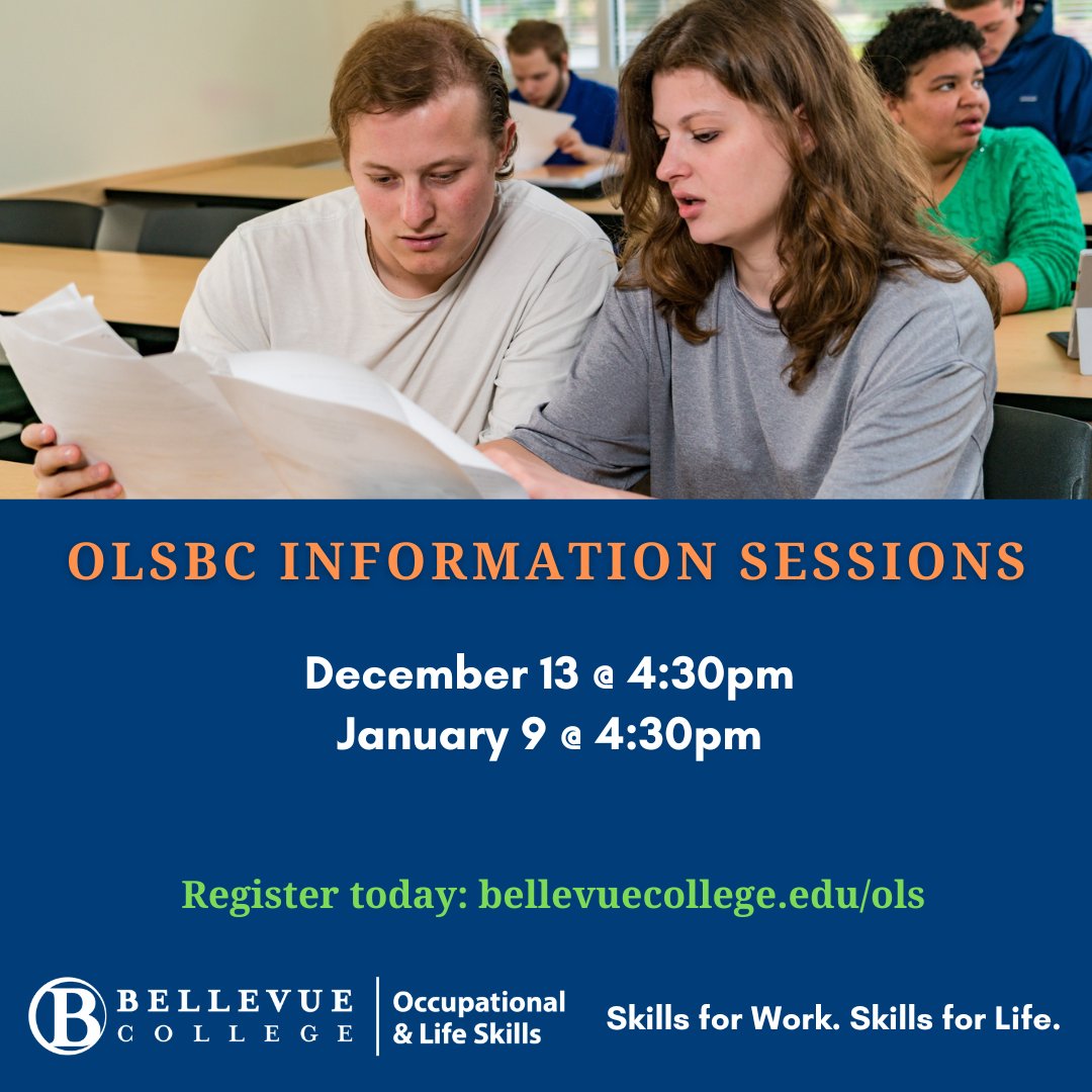 Join us for an Information Session next week!

This is your last chance to learn more about the OLSBC program before the end of the year.

Don't wait: Our February 1 Priority Application Deadline is less than two months away.

bit.ly/3Wd9B8A

#OLSBC #BellevueCollege