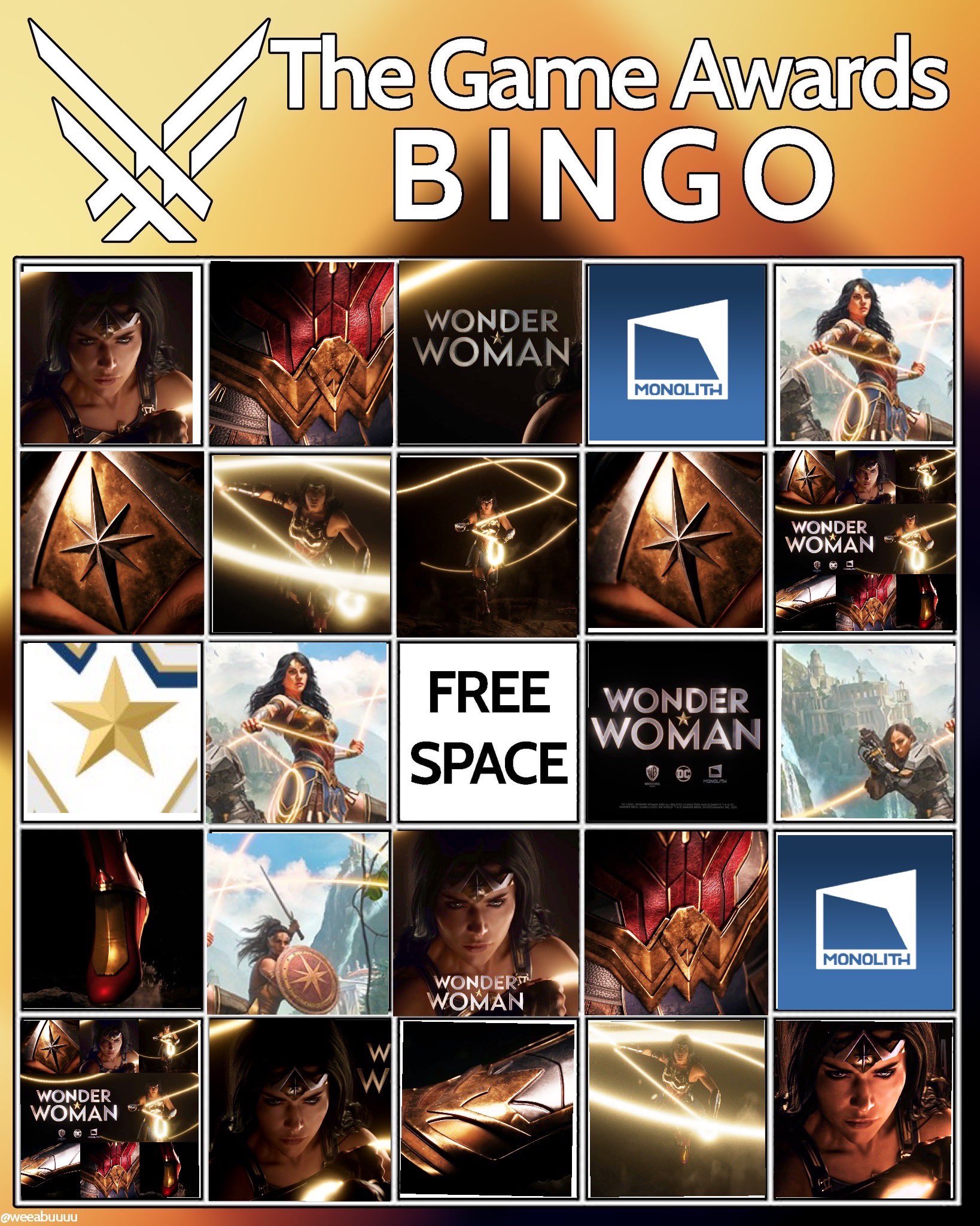 The Game Awards 2023 Bingo Card