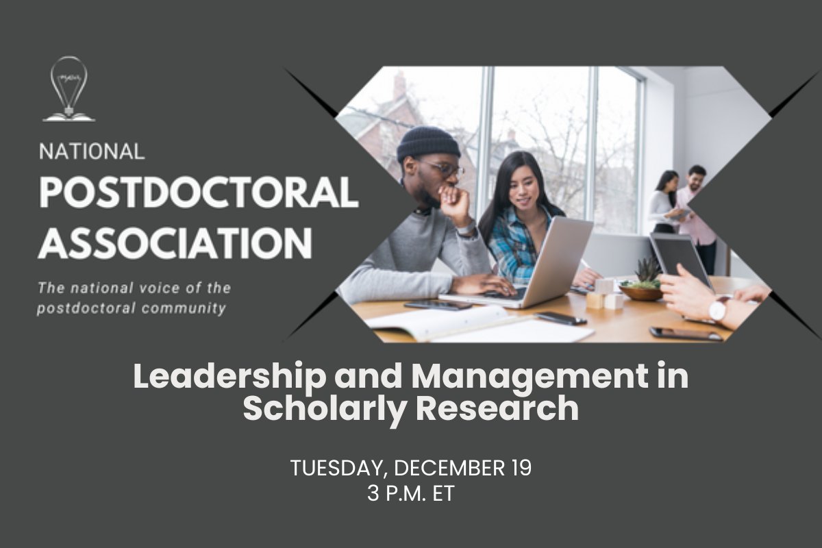 📅 Dec. 19 at 3 PM, join NPA SmartSkills - Leadership and Management in Scholarly Research where they will discuss approaches to being a leader and a manager, and how to guide and mentor your team! RSVP 👉 bit.ly/3uIOL74 #event #science #careerdevelopment