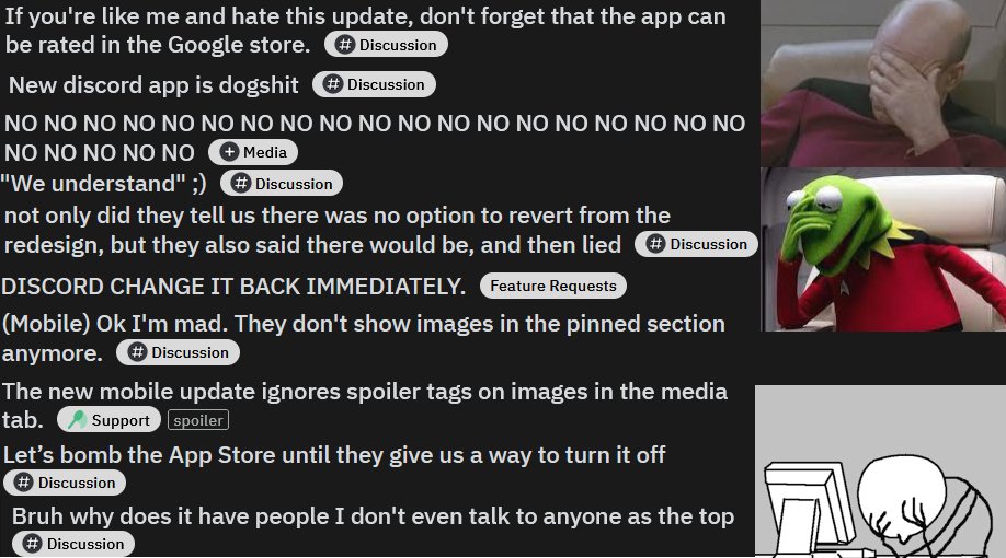 MeanderingBean's tweet photo. PoV: Discord updates the layout

#changeitbackrightnow https://t.co/tK3OOdfp8o