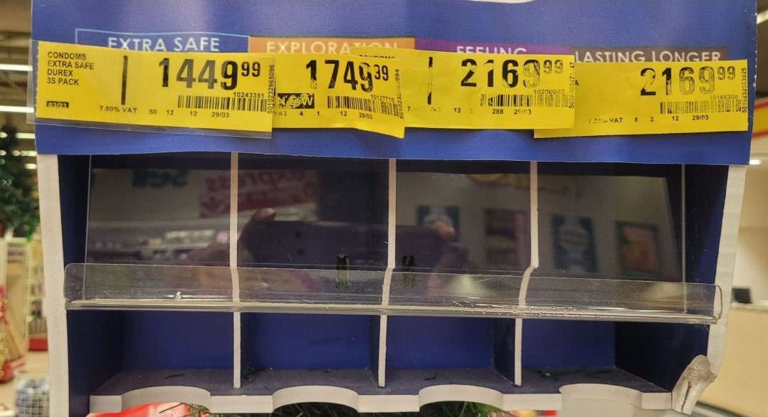 DanielRegha's tweet photo. I visited the supermarket to get a few items, &amp; noticed that the c¤ndom section was sold-out; Food items were still in stock despite being on promo/discount, but c¤ndoms were bought in a haste. May God have mercy on this generation.... https://t.co/yfQdiVKmTS