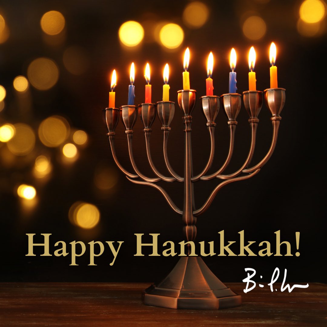 The Kemp family proudly wishes all our Jewish friends a joyous Hanukkah celebration.   The Festival of Lights reflects the resilience and strength of the Jewish people, and we pray that God brings you peace and hope during this week.