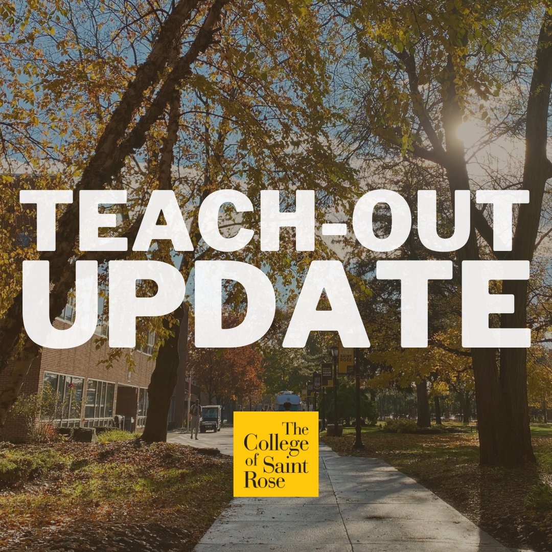 Another important update for current students: Earlier this afternoon, you received an email with an update on Saint Rose’s Teach-Out Plan for the Spring 2024 semester. You can find the update on our website: strose.edu/teach-out-plan/