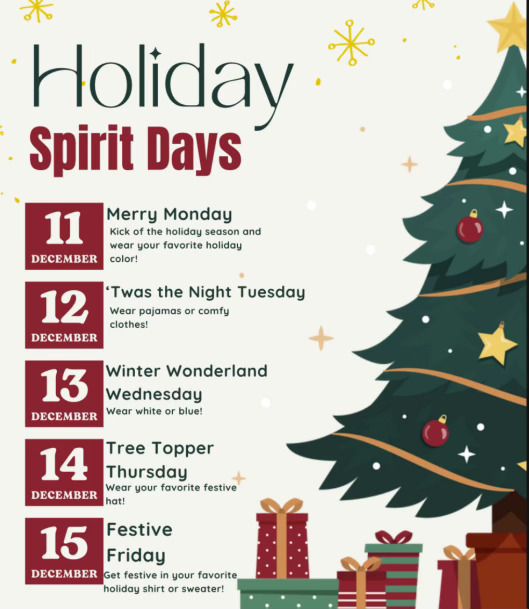 Holiday Spirit Days start on Monday!