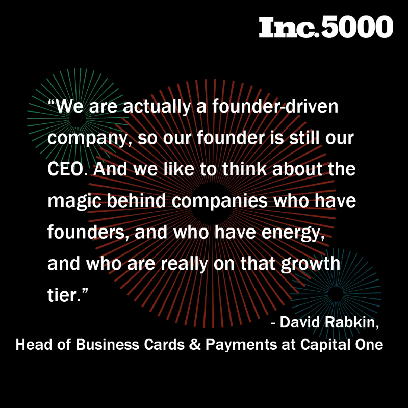 Inc's tweet photo. There’s a magic behind companies whose founders are still involved. David Rabkin of @CapitalOneBiz believes it’s what gives companies their energy and allows them to flourish and grow.