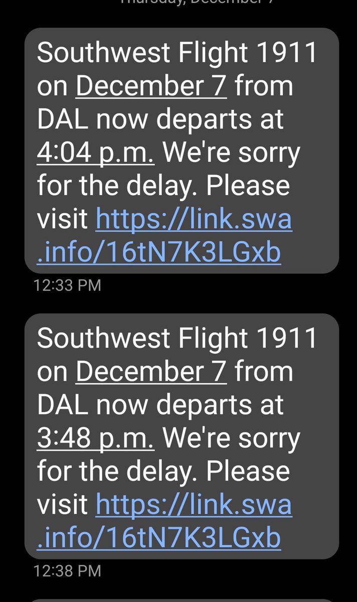 DeucesNeverLose's tweet photo. @SouthwestAir this is how people miss flights. Don't send out delays and then move it up by an hour. I had already rescheduled transportation.  Don't send out delays if it's not planned. https://t.co/8kyKs1X0L7