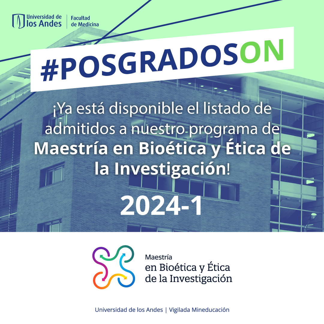 ¡Bienvenidos a nuestra Facultad! 🥳

Estamos muy orgullosos de dar a conocer el listado de admitidos a la Maestría en #Bioética y Ética de la #Investigación 2024-10 ➡️ bit.ly/3TeTrvV

<a href="/PosgradosUAndes/">Posgrados Uniandes</a>  <a href="/Uniandes/">Uniandes</a>  @economiaUAndes <a href="/facisouniandes/">Facultad de Ciencias Sociales Uniandes</a>