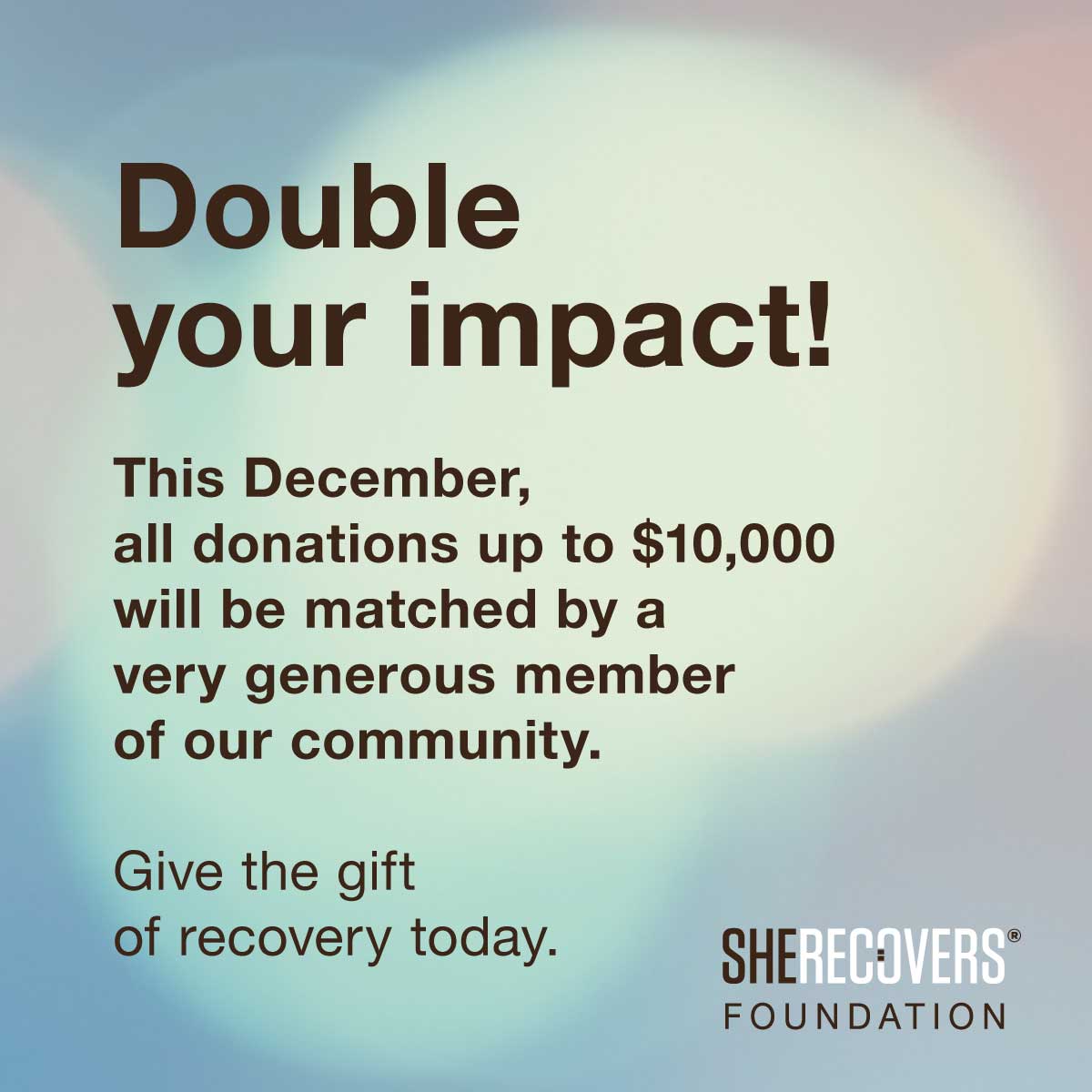 This December, you can DOUBLE the impact of your donation. All year-end giving will be generously matched (up to $10,000) by community member Beth Kaiser! 

Help #SHERECOVERS to serve our community &amp; reach more women who need us but have yet to find us 💝 sherecovers.org/yeg-2023-for-t…