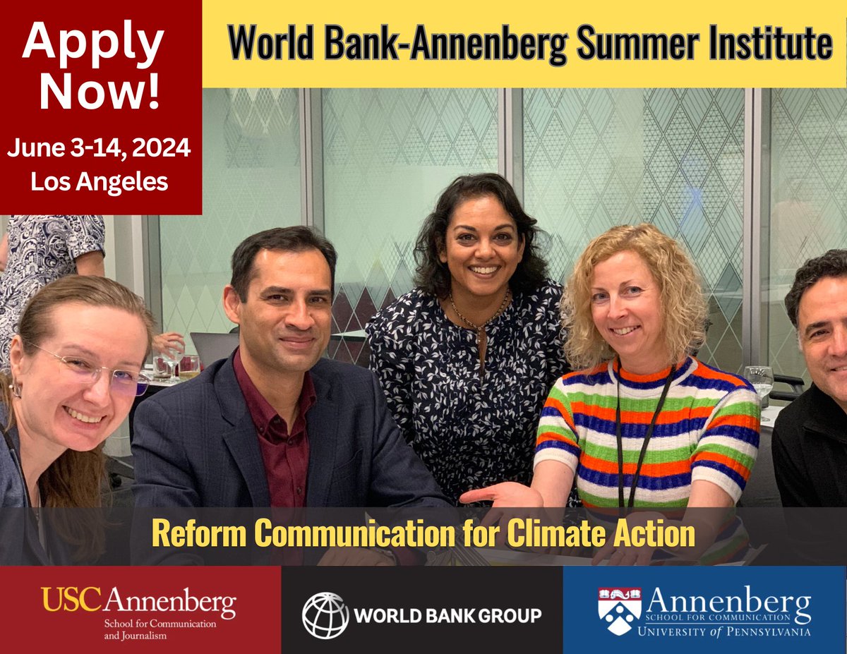 AnnenbergExed's tweet image. We are excited to announce the 12th World Bank Annenberg Summer Institute on Communication Reform at the University of Southern California! 

Early birds catch the $750 discount - make sure to register and pay by January 31, 2023.

Apply now: exed.annenberg.usc.edu/program/2024-w…