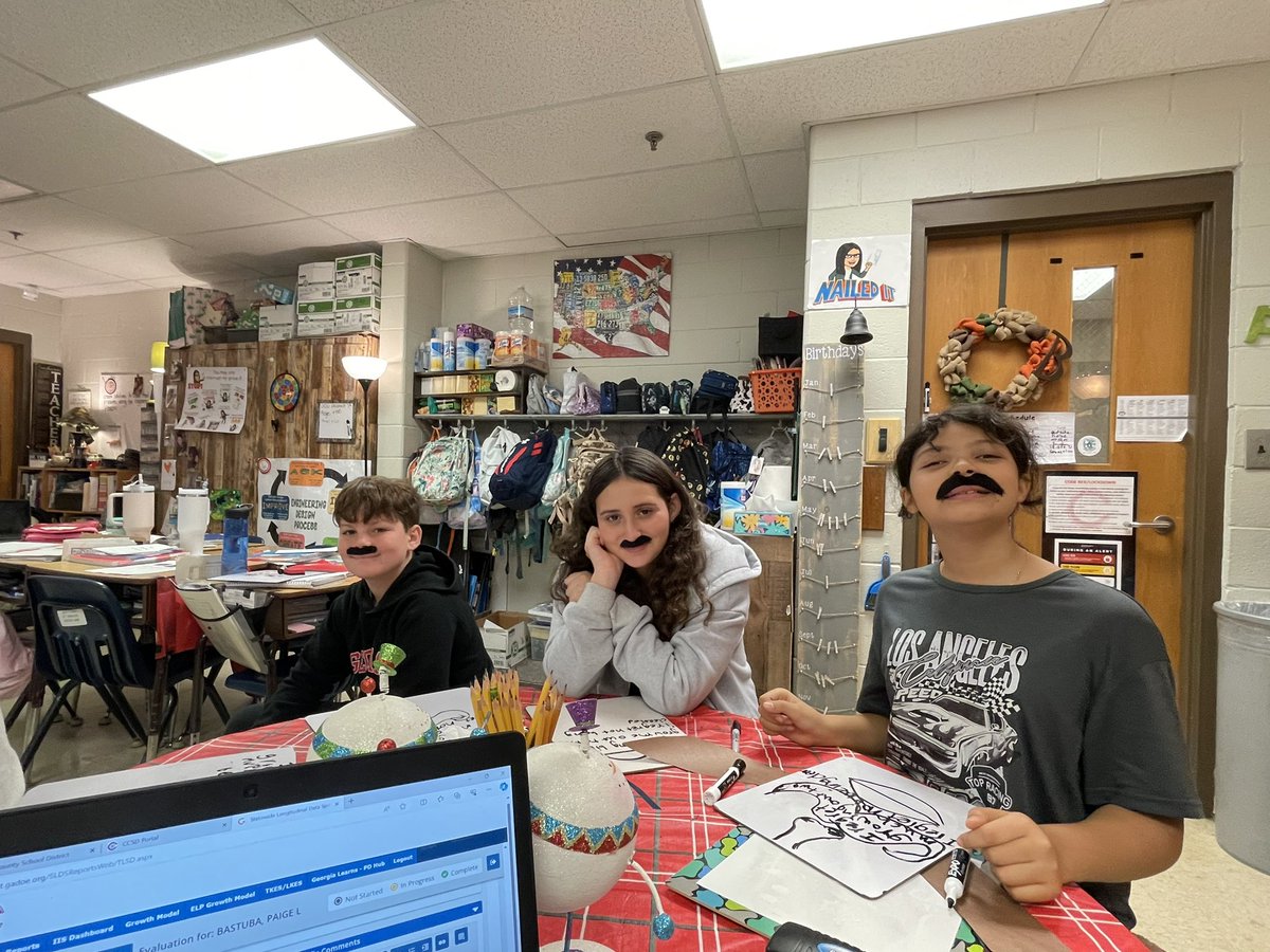 Ms. Bastuba’s 5th graders read the book, The Sweetest Fig, then wrote from the perspective of the main character’s mustache. Writing in Role fosters creativity & HOT skills.@ArtsNOW1 @CobbVisualArts @ARTwithJessica