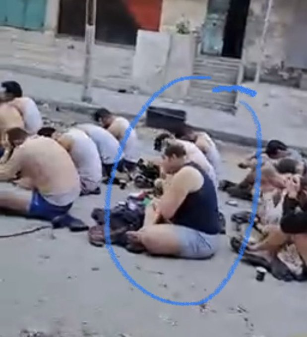 1b2_r's tweet photo. @azaizamotaz9 Confirming the IDF's lying claim that the detainees are resistance... In an attempt to create a victory.

This is a photo of a fellow journalist, Zia Al-Khalot, a reporter of the new Arab site with a group of captured civilians.

Their fate is still unknown ! https://t.co/5S2TUcZZA4