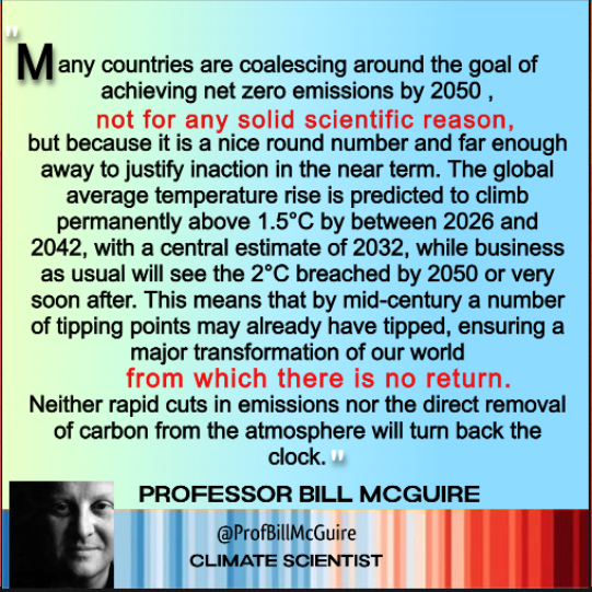 Net Zero is not scientifically based.. There is no return from tipping points.. not rapid cuts in emissions or direct removal of carbon.. (Gaia is off & running on her own) Some say tipping points have been reached *Sir David King re: Arctic Circle eg #ClimateEmergency