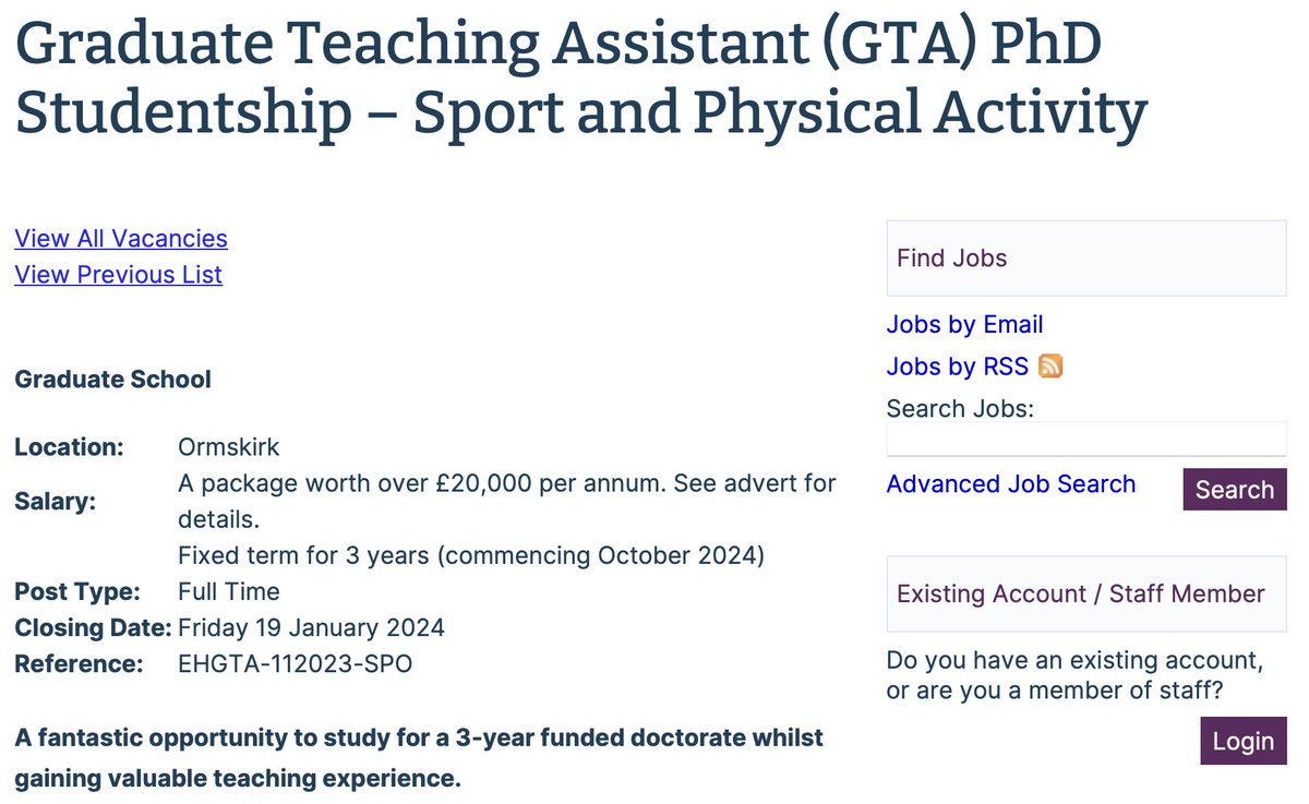 NEW: Fully-Funded PhD / GTA Studentships @edgehill including in #sport & #mentalhealth & #movement #activity #wellbeing Oct 24 Start worth over £20k/yr Details at: bit.ly/41jNC2g #phdpositions @PhysActivityEd @RPOTyler @David_Haycock @DrEmilyLovett1