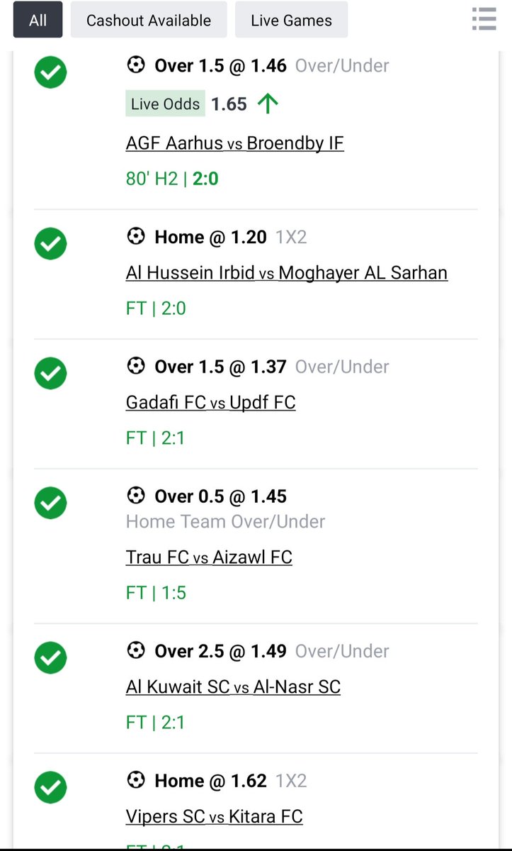 When I posted this game 1M Odds, So many of you call am Cruise, but honestly, I took my time to work on this Game for 7hours , just 1 team that's supposed to play Straight Win, Played Draw. 

Let me go and rebet this Game. You can rebet if you still get extra 20 naira to spend.