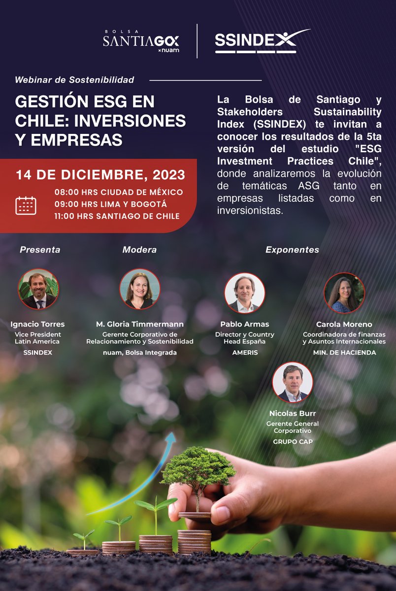 ¡No te quedes fuera! Regístrate y sé parte de la conversación sobre sostenibilidad y gestión ASG en el mercado chileno.

Link de inscripción:👇🏻us02web.zoom.us/meeting/regist…