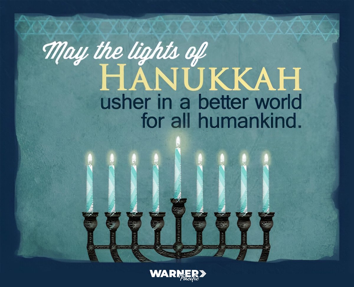 WarnerNavigator's tweet photo. To all those who celebrate, Happy Hanukkah from the Warner Pacific family. May your candloes burn bright this holiday season!

#festivaloflights #chagsameach #brokerandagents #togetherness #warnerpacific https://t.co/2KzuqaLFU3