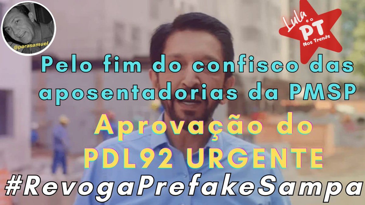 "Os aposentados PMSP contam com os parlamentares para aprovar o PDL92 e garantir a nossa justiça financeira. Aprva PDL92 já! <a href="/ricardo_nunessp/">Ricardo Nunes</a>  <a href="/camarasaopaulo/">camarasaopaulo</a> <a href="/ThammyReal/">Thammy Miranda</a> <a href="/VereadorAmadeu/">Adilson Amadeu</a> <a href="/XexeuTripoli/">Xexéu Tripoli</a> 👇 Confisco Injusto #RevogaPrefakeSampa"
Aprova já