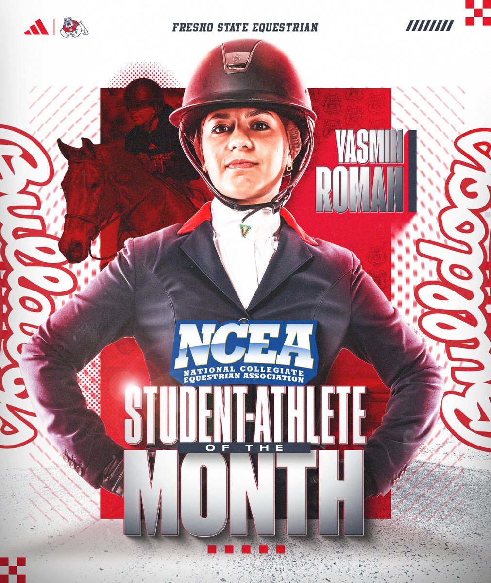 Yasmin Roman has been named the 𝙎𝙏𝘼𝙉𝘿𝙊𝙐𝙏 𝙎𝙏𝙐𝘿𝙀𝙉𝙏-𝘼𝙏𝙃𝙇𝙀𝙏𝙀 of the Month in the NCEA 🤩

<a href="/NCEA_Equestrian/">NCEA</a> | <a href="/fresnostatesaac/">Fresno State SAAC</a>