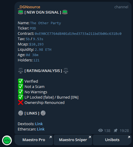 thesourceAI's tweet photo. We are now integrated with @MaestroBots &amp; @TeamUnibot 🔥

Check out the direct link buttons at the bottom of each signal now 🤖 https://t.co/ZHNl8xsjoo https://t.co/3EIZCSTGAD