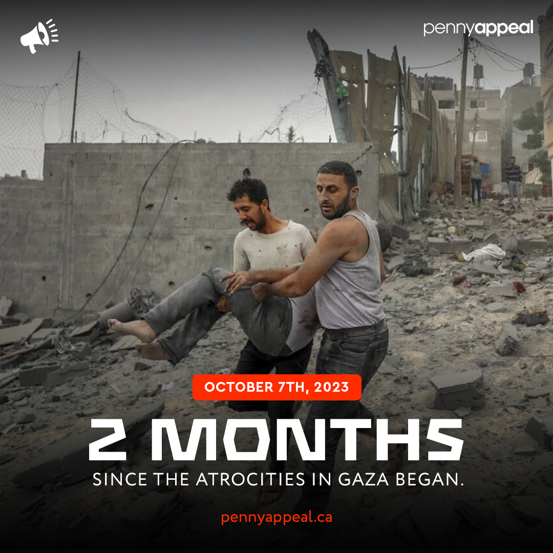 This day marks two months since the war in Gaza started. Over 16,000 Palestinians have been killed, with over 6,000 of them being children.⁠
⁠
May Allah grant them all Jannah Al-Firdaus! ⁠
⁠
#PennyAppeal