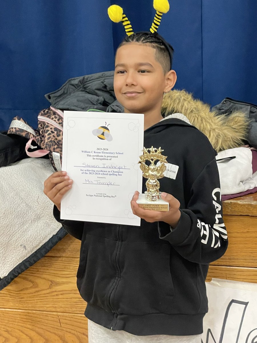 Congratulations to our 5th grader Steven who is our Keane Spelling Bee winner and moving on to the next round! #schenectadyrising <a href="/KeaneElementary/">KEANE ELEMENTARY</a>