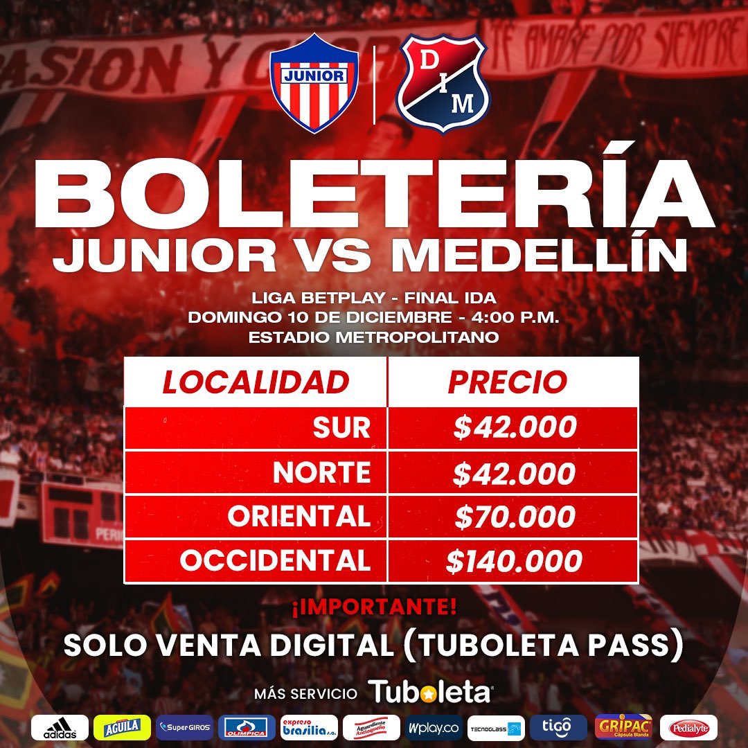 PlanetaJunior's tweet photo. 🚨🚫 NORTE Y SUR AGOTADAS.
#JuniorMania https://t.co/JwLI3C7MuG