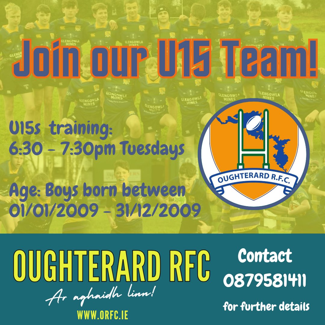 Oughterard Rugby (@oughterardrugby) on Twitter photo Do you live in the Oughterard, Killannin, or Maigh Cuilinn areas?
Are you looking to play on an U15 rugby team where you are guaranteed game time?
We are currently recruiting new members!
Contact 0879581411 for further details.
<a href="/connachtrugby/">Connacht Rugby</a>
#rugby #connachtabú #orfc Do you live in the Oughterard, Killannin, or Maigh Cuilinn areas?
Are you looking to play on an U15 rugby team where you are guaranteed game time?
We are currently recruiting new members!
Contact 0879581411 for further details.
<a href="/connachtrugby/">Connacht Rugby</a>
#rugby #connachtabú #orfc