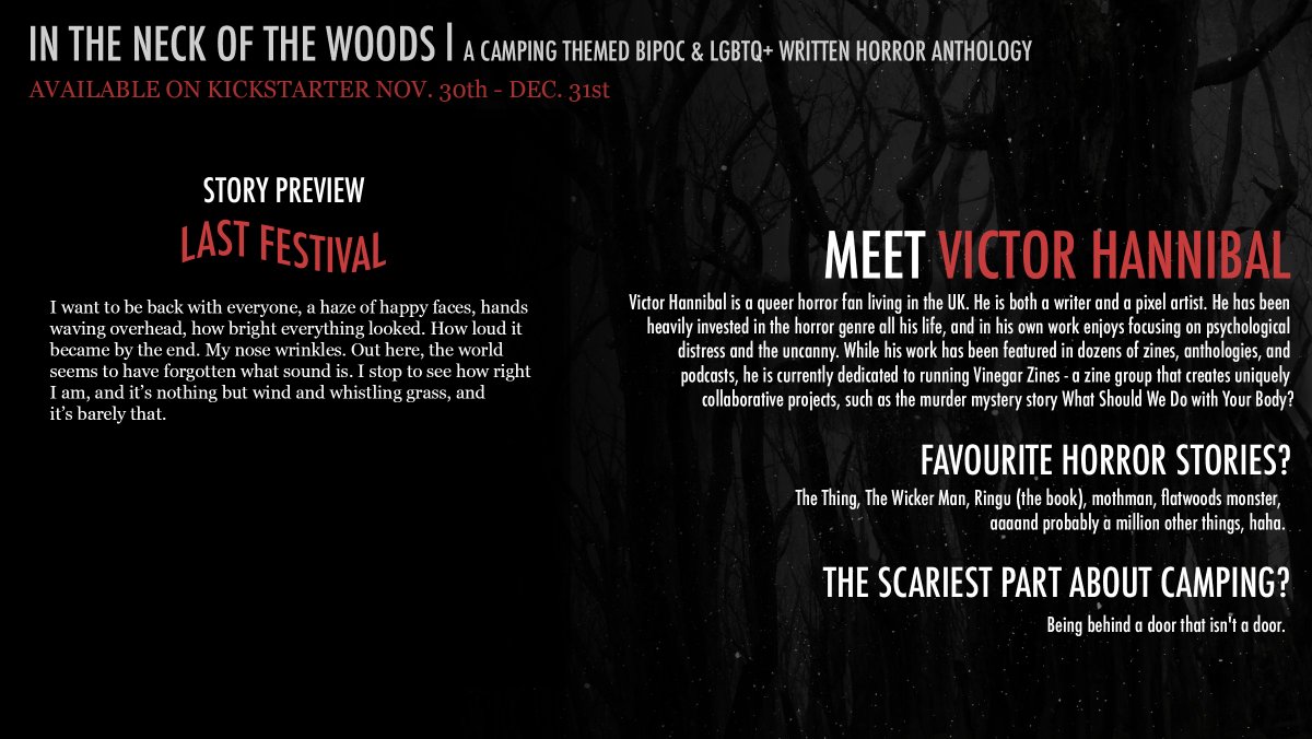 Let's take a look at another In the Neck of the Woods story! Today we have Last Festival by the wonderful <a href="/vinegarhannibal/">Victor Hannibal</a>