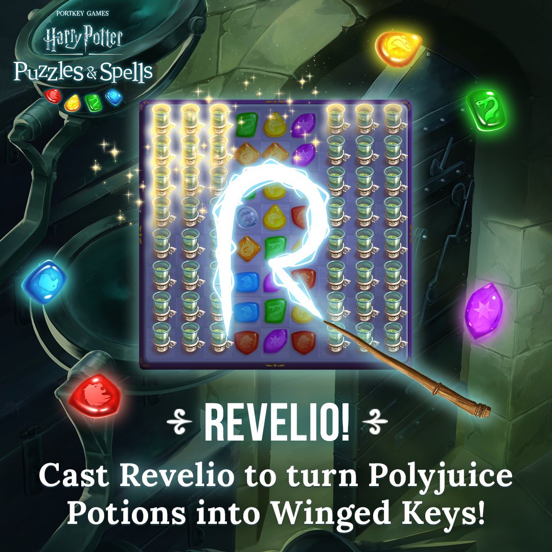 HPPuzzlesSpells's tweet photo. Polyjuice Potions can be quite the hazard on your puzzle board. When cast, Revelio turns some of them into Winged Keys! Unlock this spell at level 5646. Play today: https://t.co/uDN6l6RB4h
#HarryPotter #PuzzlesAndSpells #Revelio #PolyjuicePotion https://t.co/MSvEWWV0p2