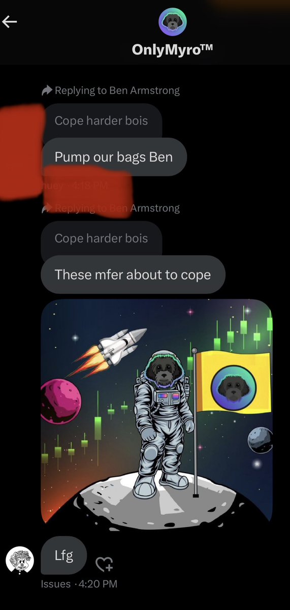 BenArmstrongsX's tweet photo. Please stop adding me to random $MYRO groups and asking me to pump it. 

STOP ASKING ME TO PUMP MEMECOINS

Just bc $MYRO has a chance to be the $SHIB of #Solana doesn’t mean I need to be the one to tell people SMH

DISCLOSURE: I do hold $MYRO in my portfolio for transparency. https://t.co/GgzmTuUxG0
