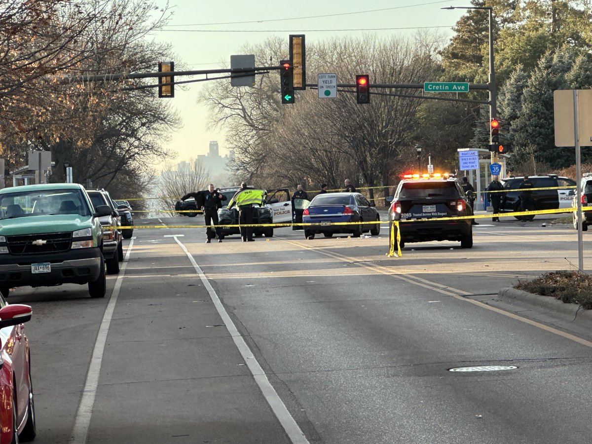 On the scene of what appears to be an officer involved shooting in St Paul near Cretin and Marshall.