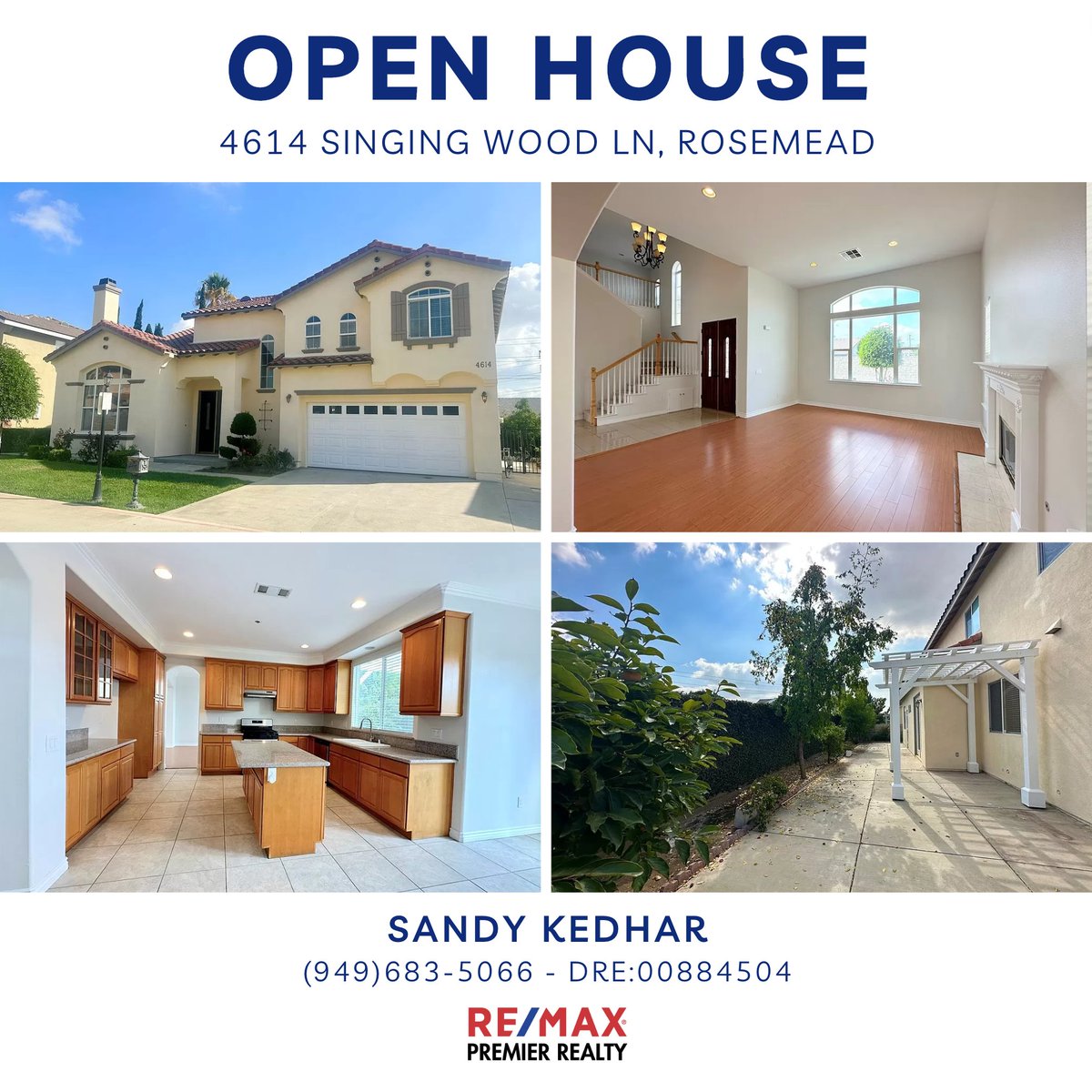 📷 Join us this weekend for an exclusive open house at 4614 Singing Wood Lane, Rosemead, CA 91770.

📷 Sunday, Dec10th, from 12 PM to 4 PM, and next Saturday, December 16th, from 1 PM to 4:30 PM.

For more info, feel free to call Sandy at 949-683-5066.

#RealEstate #OpenHouse