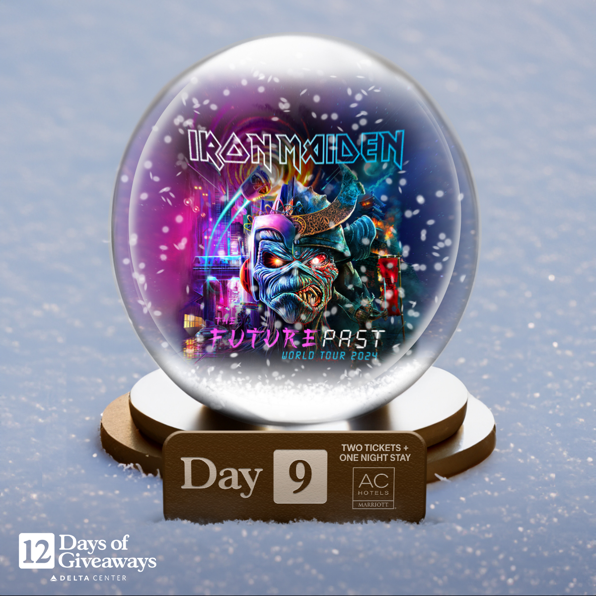 deltacenter's tweet photo. DAY 9: Win two lower bowl tickets to see @IronMaiden at #DeltaCenter on Oct. 18 PLUS a one-night stay at the AC Hotel SLC

To enter:
1️⃣Follow @deltacenter
2️⃣RT
3️⃣Tag a friend

*The winner will be DM'd on 12/20 by 9 am. https://t.co/9eV1fJB35z