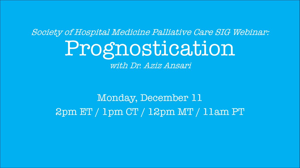 Calling all hospitalists, PCPs, residents, & med students! Ever wonder how to answer when patients ask tough questions about prognosis? Register now for a high-yield & interactive webinar with @Azizansari2000 on prognostication. Hope to see you there! bit.ly/3Ry8e3l