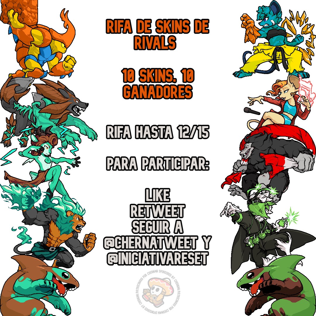 Chernatweet's tweet photo. Rivals of Aether esta a menos de $100 MXN, hay torneo en la Posada de Wateke, entonces...

¡Estoy rifando 10 skins para el juego!

Para participar, solo tienes que:
-Darle like
-Darle retweet (repost?)
-Seguir a mi (@Chernatweet) y a @IniciativaReset

¡La rifa termina 12/15! https://t.co/WqJ7YmsaxQ